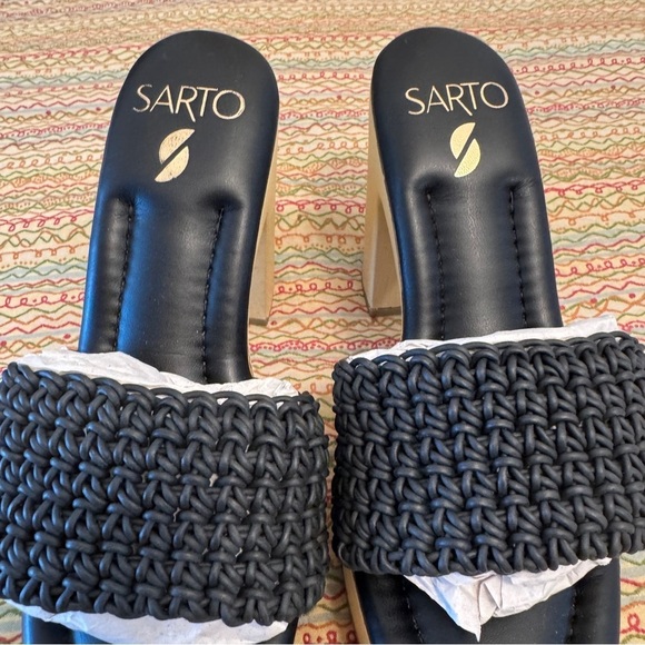 Franco Sarto Wendy Black Platform Shoes Woven Detail Comfort Sole Size 7 NWOT - Picture 7 of 8